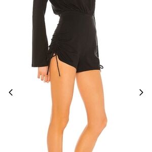 Lovers + Friends Black Side-Ruched Drawstring Shorts